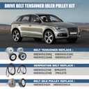 Drive Belt Tensioner Idler Pulley Kit Replacement for Audi A6 A7 Q5 Q7 S4 S5 SQ5 Porsche Cayenne Panamera VW Touareg Replaces 06E903133AG 06E903133/AB 06E903137AE 06E903137AB 06E903341H
