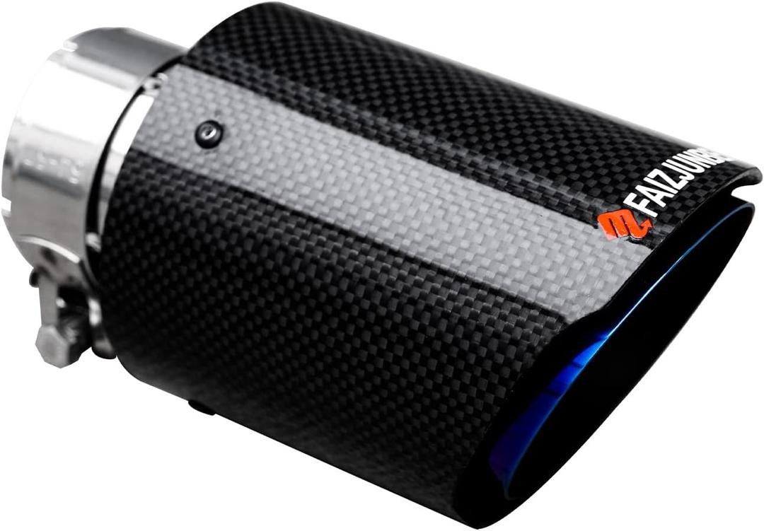 Roasted Blue Carbon Fiber Car Exhaust Tip 2.1 inch Inlet 3.5 Inch Outlet Exhaust Muffler Tip Carbon Fiber Exhaust Pipe for 2-2.1 Inch Exhaust Pipe (Mirror Black & Blue)