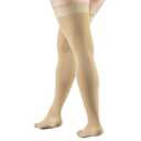 Truform 20-30 mmHg Compression Stockings for Men and Women, Thigh High Length, Dot-Top, Open Toe, Beige, Medium (Medium (1 Pair))