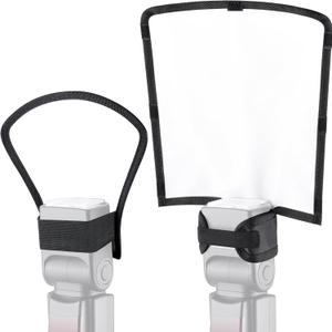 waka Flash Diffuser Reflector Kit - Bend Bounce Flash Diffuser+ Silver/White Reflector for Speedlight, Universal Mount for Canon, Nikon, etc.