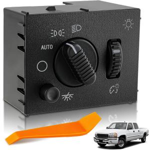 Headlight Switch Compatible with Cadillac Escalade 2003-2006, Chevy Avalanche Silverado Suburban Tahoe GMC Sierra Yukon Hummer H2, Instrument Panel Dimmer Switch, Replaces 15176678, 15194803