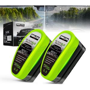 2 x New 2PCS Auto Glass Degreaser & Oil Film Cleaning Brush Set Windshield Polish & Window Cleaner for Ultimate Clarity (2024 Upgraded 2.0)
