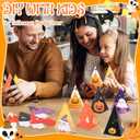 Ctosree 36 Pcs Halloween Treat Boxes Cone Halloween Boo Candy Box Bulk Pumpkin Ghost 6 Patterns Goodie Cookies Snack Boxes for Kid Trick or Treat School Party Favor Supplies Decoration (Cute)