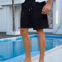 Mens Shorts Casual for Summer Beach Cotton Drawstring Stretch Twill Chino Golf Shorts Elastic Waist with Pockets (Blue, XXL)