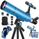 HUGERSTAR Telescope for Adults & Kids, 80mm Aperture 500mm (20X-150X) Professional Refractor Telescope for Astronomy Beginners, Portable Travel Telescopes with Tripod Phone Adapter, Stickers, Backpack