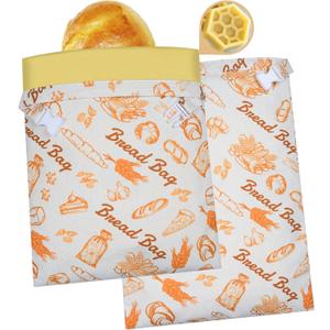 OOW Reusable Bread Bags for Homemade Bread -2 Pack Organic Beeswax Cotton Bag -Fresh Keeping Sourdough Storage Bag, 200% Thicker Organic Beeswax -XL17x13in