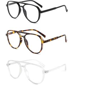 DXYXYO Retro Aviator Reading Glasses for Women, Mens Lightweight Blue Light Blocking Computer Readers (Black+brown Leopard+clear)