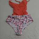 Beachsissi Women's Cute Floral Print Swimsuits V Neck Tummy Control Tankini Set L