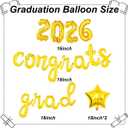 2 x Gold Congrats Grad Balloons 2026-16 Inch Gold 2026 Number Balloons Congrats Balloons for Grad Party Decorations