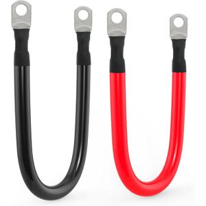 1/0 AWG Gauge Battery Cable Power Inverter Cables with 3/8 Inch lugs for Solar Marine RV Car Truck Tractor Motorcycle 2pcs (1FT)