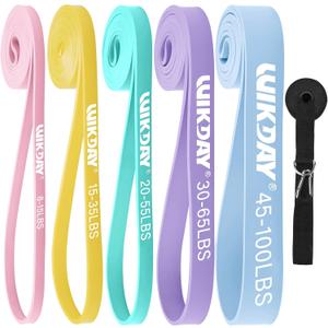 WIKDAY Resistance Bands, Pull Up Bands, Workout Bands for Exercise, Thick Heavy Resistance Band Set with Door Anchor, Elastic Bands for Body Stretching, Training at Home/Gym for Men & Women