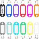 12 Pack Plastic Key Tags with Ring and Label Window, Key Labels Key Chain Name Tags ID Tags/Identifiers for Luggage, Bags, Suitcases, Backpack, 12 - Colors