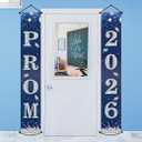 Prom Night 2026 Grad Theme Porch Sign Banner Graduation Party Decoration Class of 2026 Door Decoration Prom Send Off Hanging Banner Congrats Grad Photo Booth Prop for High School Navy Blue and Silver