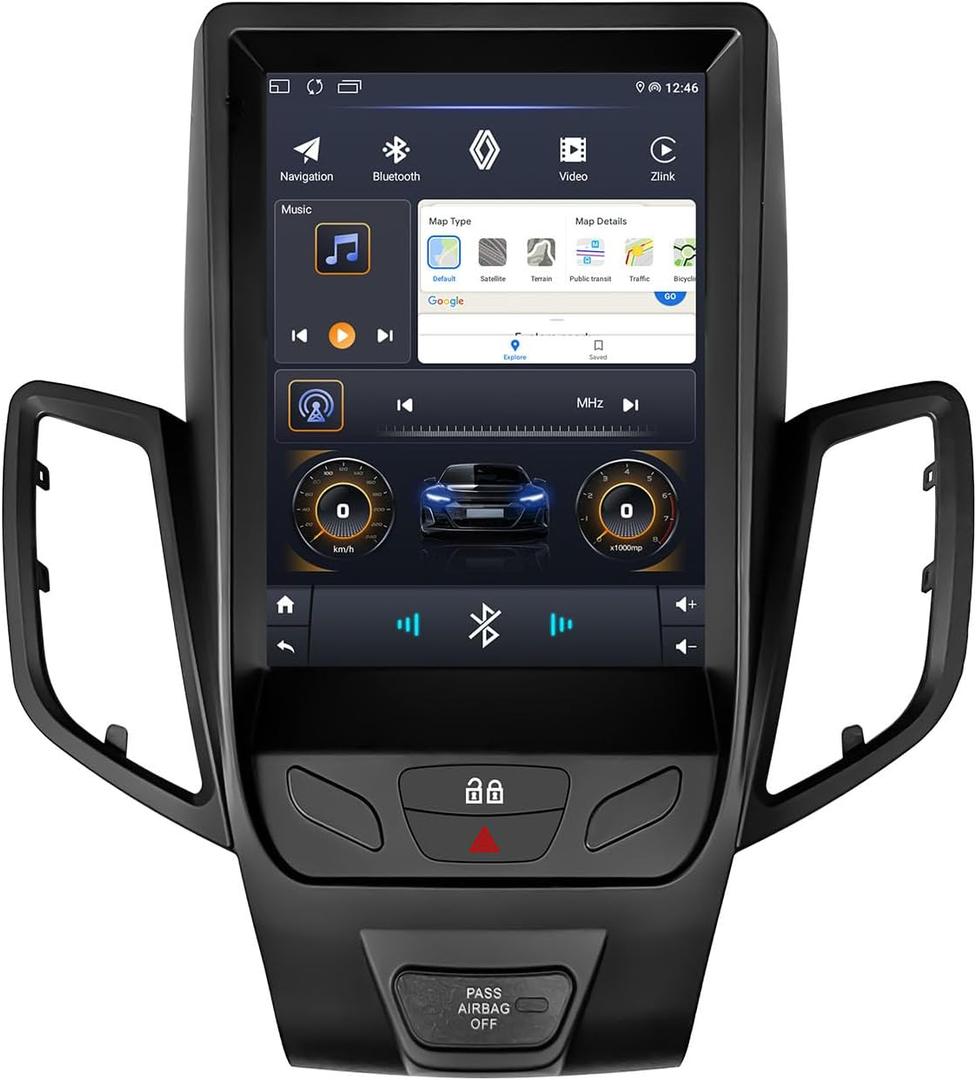 9.7 inch IPS Touchscreen Car Stereo, Android Auto Navigation, GPS Radio, Media Player for Ford Fiesta 2009-2020 (2+32g)