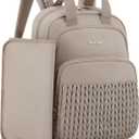 mommore Diaper Bag Backpack, Stylish Travel Baby Bag with Insulated Pockets, Changing Pad and Stroller Straps for Toddler (L-Brown Taupe, Large-27L)