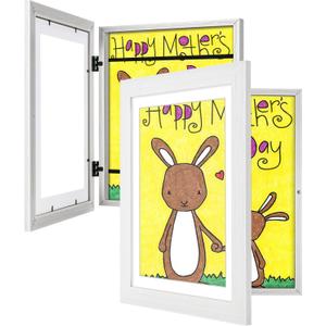 2Pack Kids Art Frames White, 10x12.5 8.5x11 Child Artwork Display Frame Without/With Mat Changeable Front Opening Frame Children Storage Frame Hold 50pcs Crafts Drawing Art Project Schoolwork (10x12.5-2pack)