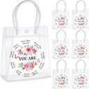 AmazingSpark 24 Pcs Christian Gift Bags for Women Bulk Mother Day Clear Gift Bags Inspirational Gifts for Women Pink Floral Religious Goodie Bag with Handles Gifts for Church Bible Birthday Party