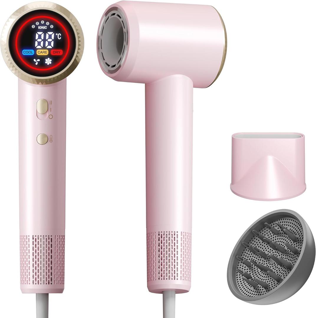 Hair Dryer, High-Speed Ionic Blow Dryer with Diffuser, 150,000 RPM Brushless Motor Blow Dryer for Fast Drying & 500M Negative Ionic Frizz Control, Low Noise Hair Dryers for Women Home Travel