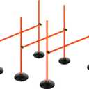 Orange Adjustable Height Agility Hurdle Set Multi-Function Soccer Trainning Pole Set Coaching Sticks with Rubber Base (3.3 FT)