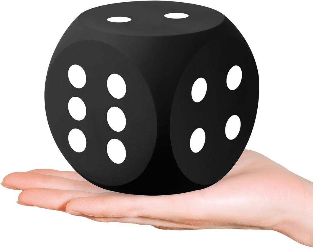 Shappy 3 Inches Foam Dice Fun Filled Large Educational Toy Kawaii Giant Decorative Eva Foam Jumbo Dice Big Square Building Blocks for Board Game Nights Learning Sessions(Black,1 Pc)
