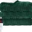 Electric Heated Throw Blanket - Jacquard Checkered Sherpa 50"x60" Fast Heating Bed Blankets with 6 Heating Levels & 4 Hours Auto Off, Over-Heat Protection ETL, Dark Green