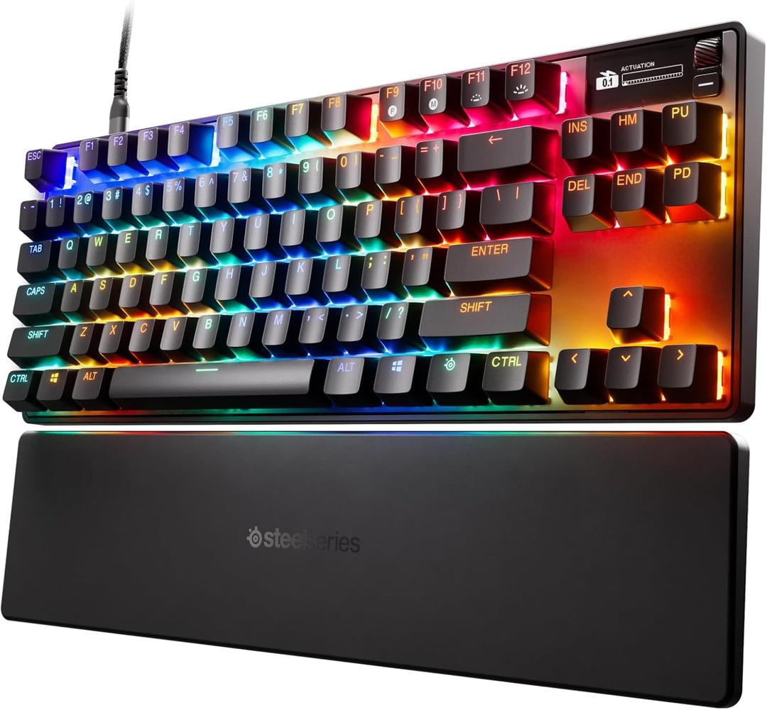 SteelSeries Apex Pro TKL Gen 3 OmniPoint 3.0 HyperMagnetic Switches Adjustable Actuation Rapid Trigger Ready Presets Protection Mode Rapid Tap/SOCD OLED RGB PBT Keycaps USB-C 