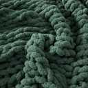 WRENSONGE Chunky Knit Blanket Throw Dark Green Large Soft Fluffy Cable Knit Crochet Throw 100% Hand Knitted Blanket for Couch Bed(40"x40")