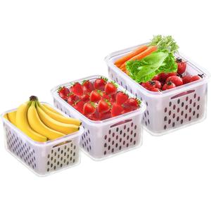 Large Fruit Storage Containers for Fridge3 Pack Refrigerator Organizers and Storage4 in 1 Produce Containers for FridgeAir Tight Vegetable Storage Berry Containers Keep Fresh Longer
