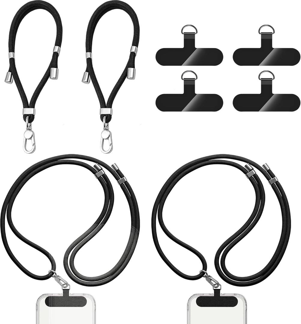 Cell Phone Lanyard 4 Pcs Set Adjustable Neck & Wrist Strap with Pads, Crossbody Phone Lanyard & Phone Strap