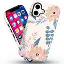 flewfun Magnetic for iPhone 16 Pro Max Case Cute Butterfly Lily Flower Floral Pattern, Shockproof Slim TPU and Hard PC Protective Phone Cover Compatible with MagSafe Designed for Women Girls