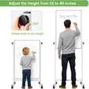 Rolling Whiteboard on Wheels, 32x48 Inches Double-Sided Magnetic Dry Erase Board with Stand, Height Adjustable Mobile White Board Easel for Classroom Home Office