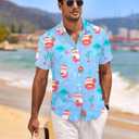 Christmas Hawaiian Shirt for Men Christmas in July Shirt Men Funny Santa Claus Graphic Summer Beach Button Down Tops