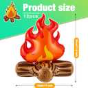 Sumind 12 Pieces Inflatable Fake Campfire Camping Props Bonfire Party Decor Campfire Party Decorations Artificial Flame for Indoor Camping Overnight and Scene Setting