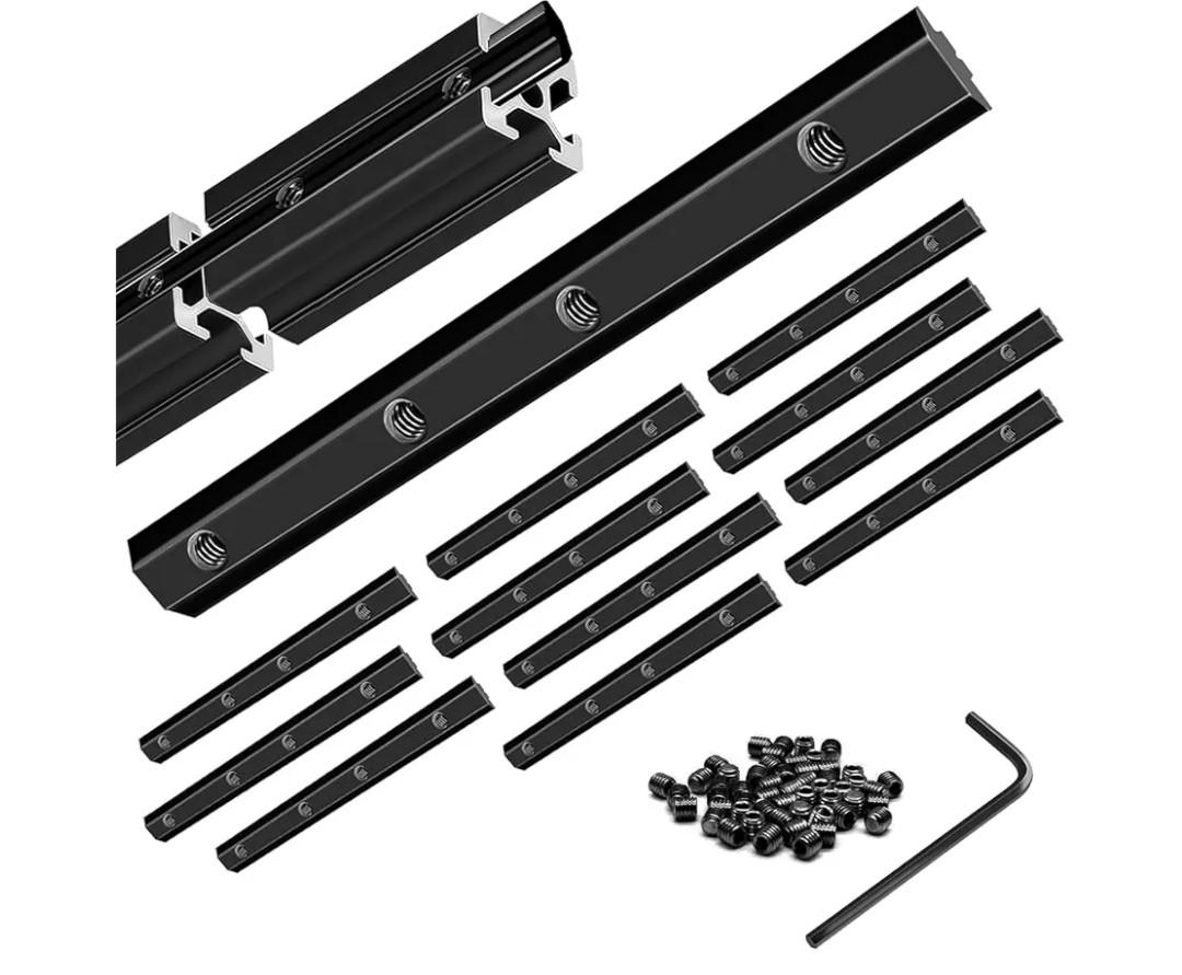 24pcs Seekliny 3030 Straight Connector Corner Bracket Joint Plate 3030 Hardware T-Slotted Accessories with Screws for 8020 Aluminum Profile 3D Printer Accessories Black