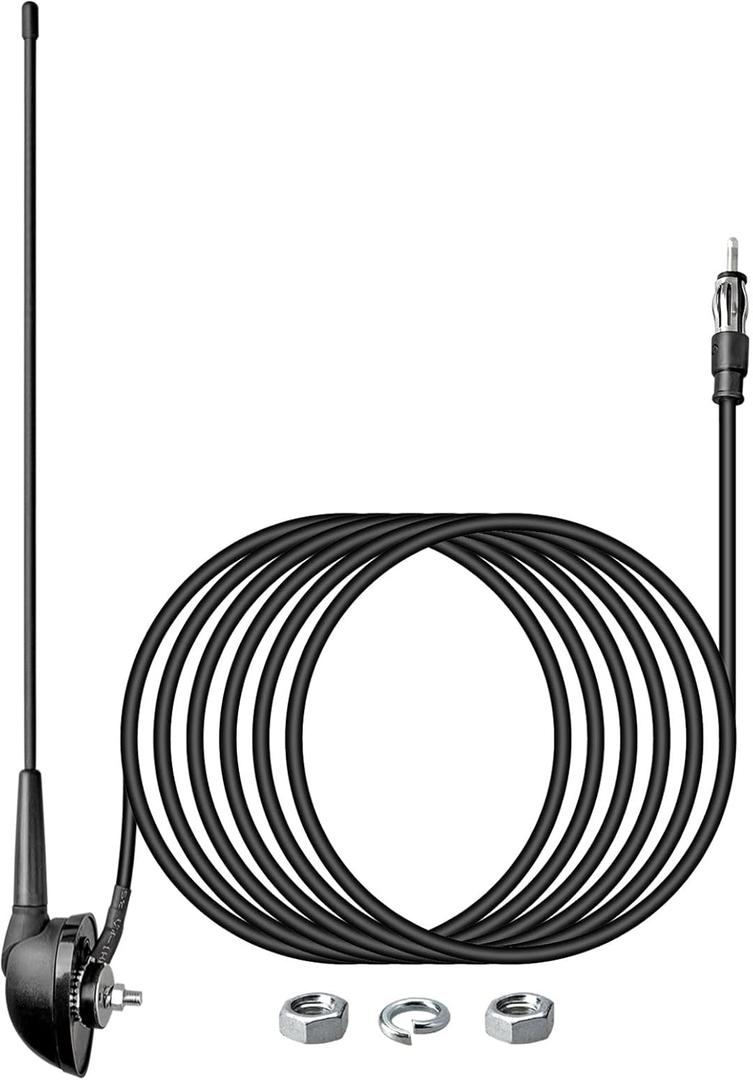 Anina 16 Inch AM/FM Universal Top/Side Mount Antenna for Vehicle Truck Boat ATV UTV RV Motorcycle, 16" Car Radio Aerial Replacement Mast w/Mount Base and Extension Cable for Stereo Receiver Head Unit