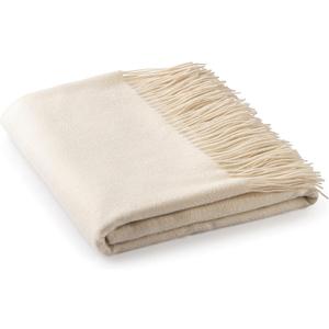 Velanio Cashmere 100% Cashmere Throw Blanket with Fringe 60 x 54 Inch Super Soft Warm for Home, Travel Sofa Bed (Ivory) (Large)