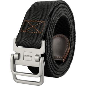 Plus Size 39-75'' Mens Belt Double Ring Canvas Web Fabric Belt Casual Work Tactical Black (67'' (waist 56-59))