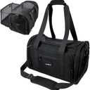 TSA Airline Approved Cat Carrier Soft & Small Dog Car Seat | Upgraded 900D Oxford Fabric, Seatlbelt Clips, Zipper Locks, Fan Pocket, Expandable | Best for Air, Car & Daily Travel (Pet Up to 9lbs)