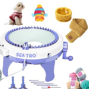 Knitting Machine,SENTRO 48 Needles Knitting Machines with Row Counter, Smart Weaving Round Loom,Double Knit Loom Machine Kit,DIY Knit Scarf Hat Sock, 48 Needles Blue