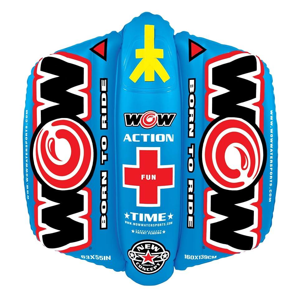 Wow Sports Zig Zag Towable Inflatable Tube for Boating - 1 to 2 Person Towable - Steerable Tubes for Boating, 60x54-Inch