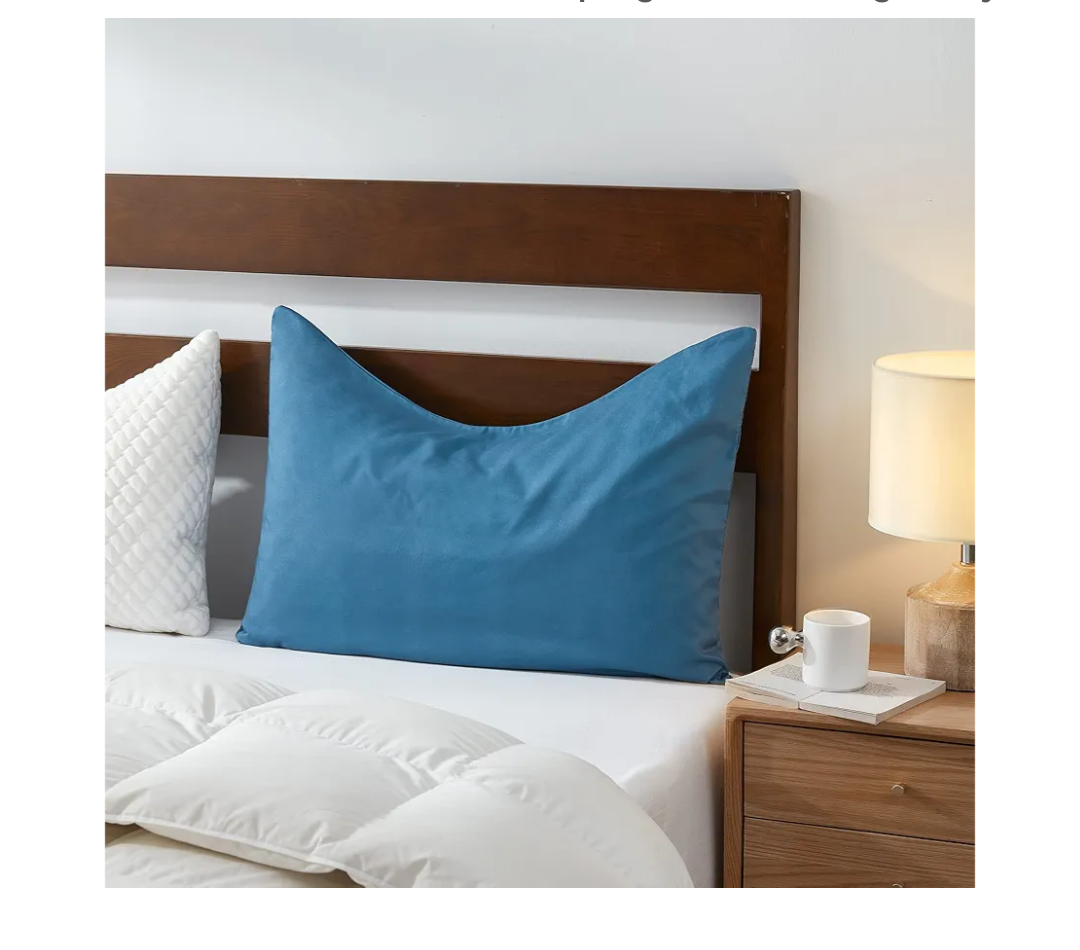 Sidney Sleep Curved Pillow Covers - Full Length Zipper Closure - Premium Soft Brushed Microfiber - 20 x 36 Inches - Fits Curved Side Sleeping Pillows (King, Navy