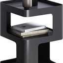 Modern Metal Side Table with Storage, Small End Table for Sofa & Couch,3-Tier Compact Nightstand for Small Spaces, Black Bedside Tables for Living Room & Bedroom, No Assembly Required