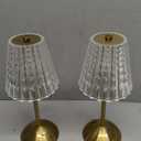 2 Pack Touch Cordless Table Lamp Rechargeable, 3600mAh Battery Operated Small Crystal Lamp, 3 Color Dimmable Vintage Gold Table Light for Bedroom/Kitchen/Gift for Home Dcor (Art Decor)