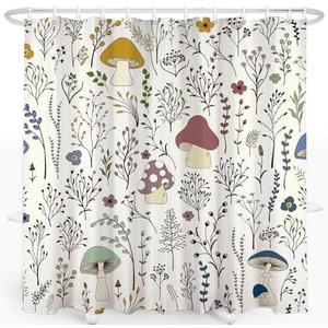 zpepe Mushroom Shower Curtain, Cute & Funky Waterproof Polyester Fabric Shower Curtain Set with 12 Hooks Bathroom Decor, 72x72 Inches(04)