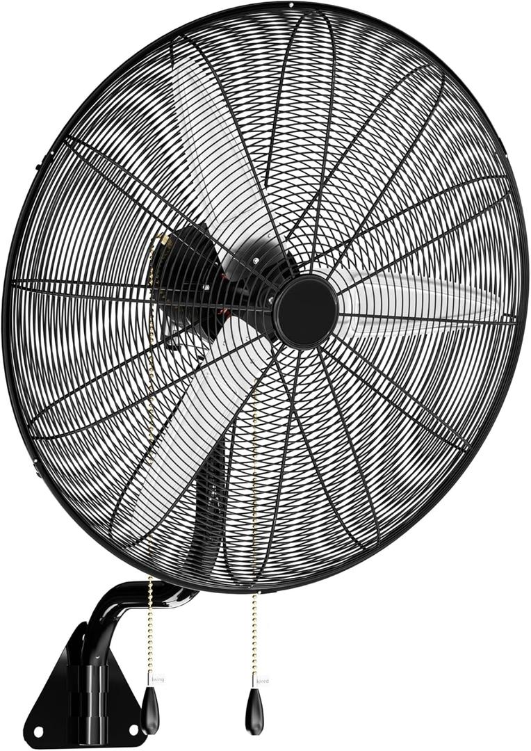 Uthfy 30 Inch High Velocity Wall Mount Fan, 11200CFM Outdoor Industrial Fan with Dual Pull Cord Control, 6 FT Cord, 3 Speeds, Heavy Duty Oscillating Fan for Indoor, Garage, Patio, Workshop Use