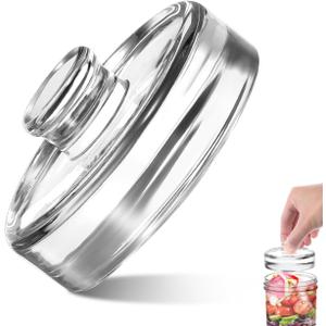 ABOOFAN Glass Fermenting Weight with Handle for Wide Mouth Mason Jar Pickling Weight for Sauerkraut Kimchi and Fermented Vegetables Smooth Round Jar Accessory 2.75 X 2.75 X 1.18 in