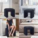 Get Set Style Vanity Stool Chair,Modern Boucle Ottoman Foot Stool with Wooden Legs Sofa Bench Footstool Extra Seat for Vanity,Makeup Room,Living Room,Entryway,Office (Fully Assembled) (Black)