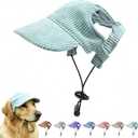 Pet Baseball Cap with Ear Holes - Multi-Color Sun Visor Hat for Dogs & Cats, Summer & Fall Beach Headwear for Puppies & Kittens (Green, L)