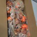 2 Pack & Timer - Lighted Fall Tree Tabletop Fall Thanksgiving Decor with 30 LED Battery Operated Artificial Eucalyptus Tree Pumpkins Floral Berry Burlap Base Fall Thanksgiving Decorations Home Indoor
