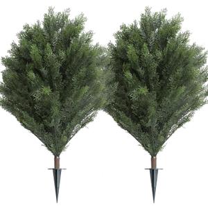 momoplant Artificial Cypress Topiary 39'' Faux Cedar Trees Privacy Screen Planter Set of 2 Artificial Bush Porch Plants Indoor and Outdoor Decor